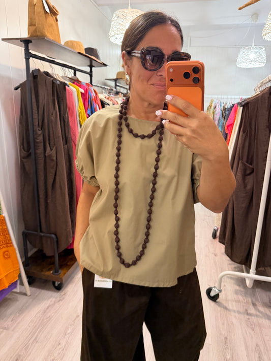 Maxi collar bolas seda chocolate
