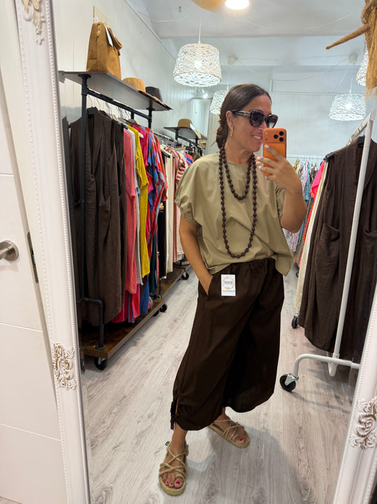 Maxi collar bolas seda chocolate