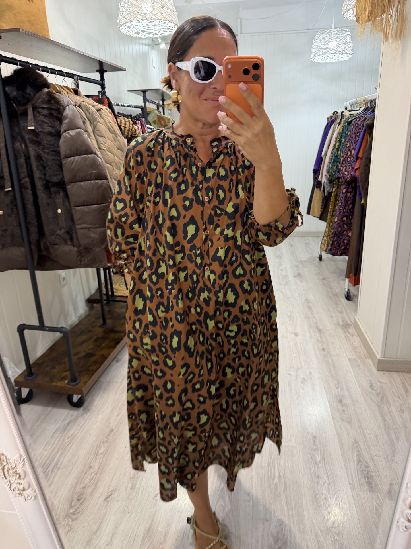 Vestido Leopardo contrastes camel