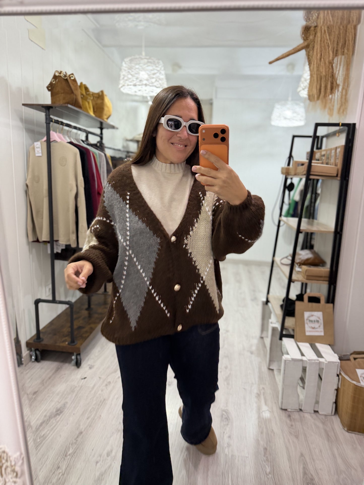 Chaqueta Rombos oversize chocolate