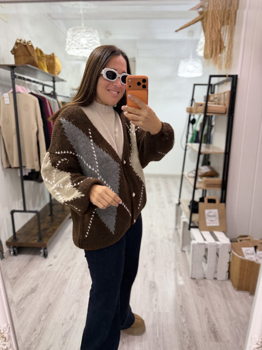 Chaqueta Rombos oversize chocolate