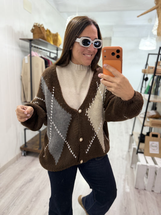 Chaqueta Rombos oversize chocolate