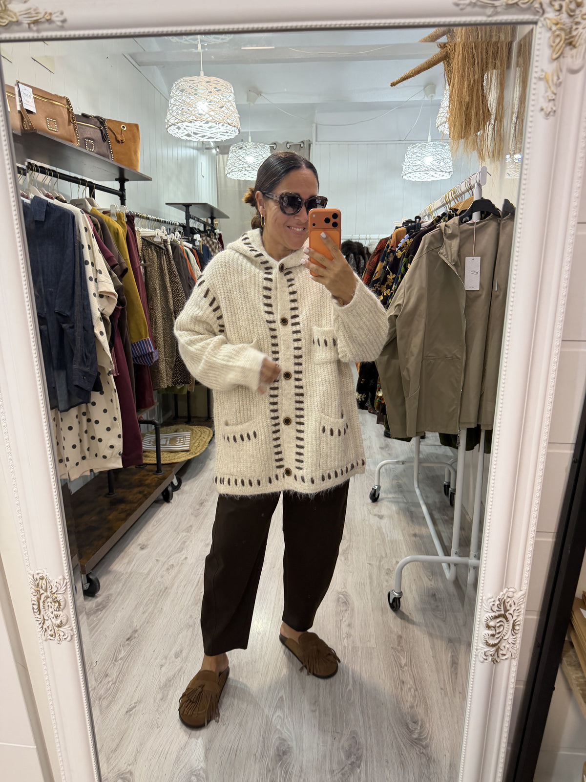 Chaqueta Haiku beige y chocolate