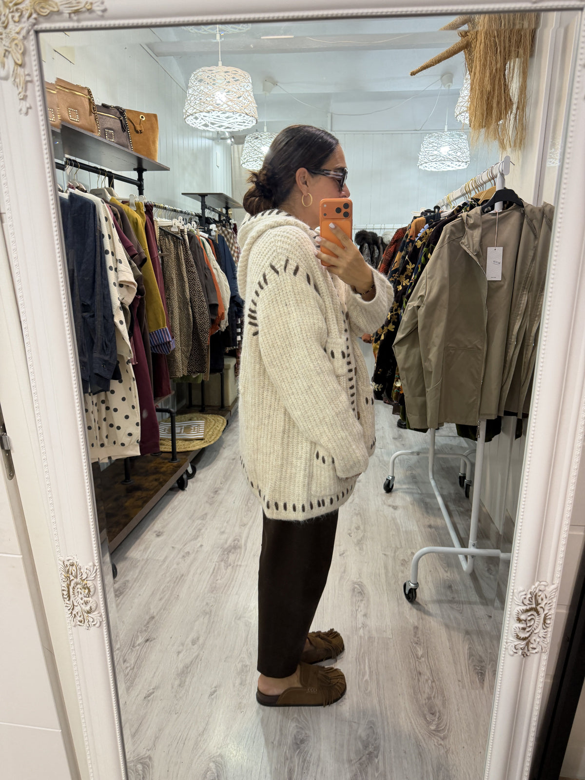 Chaqueta Haiku beige y chocolate