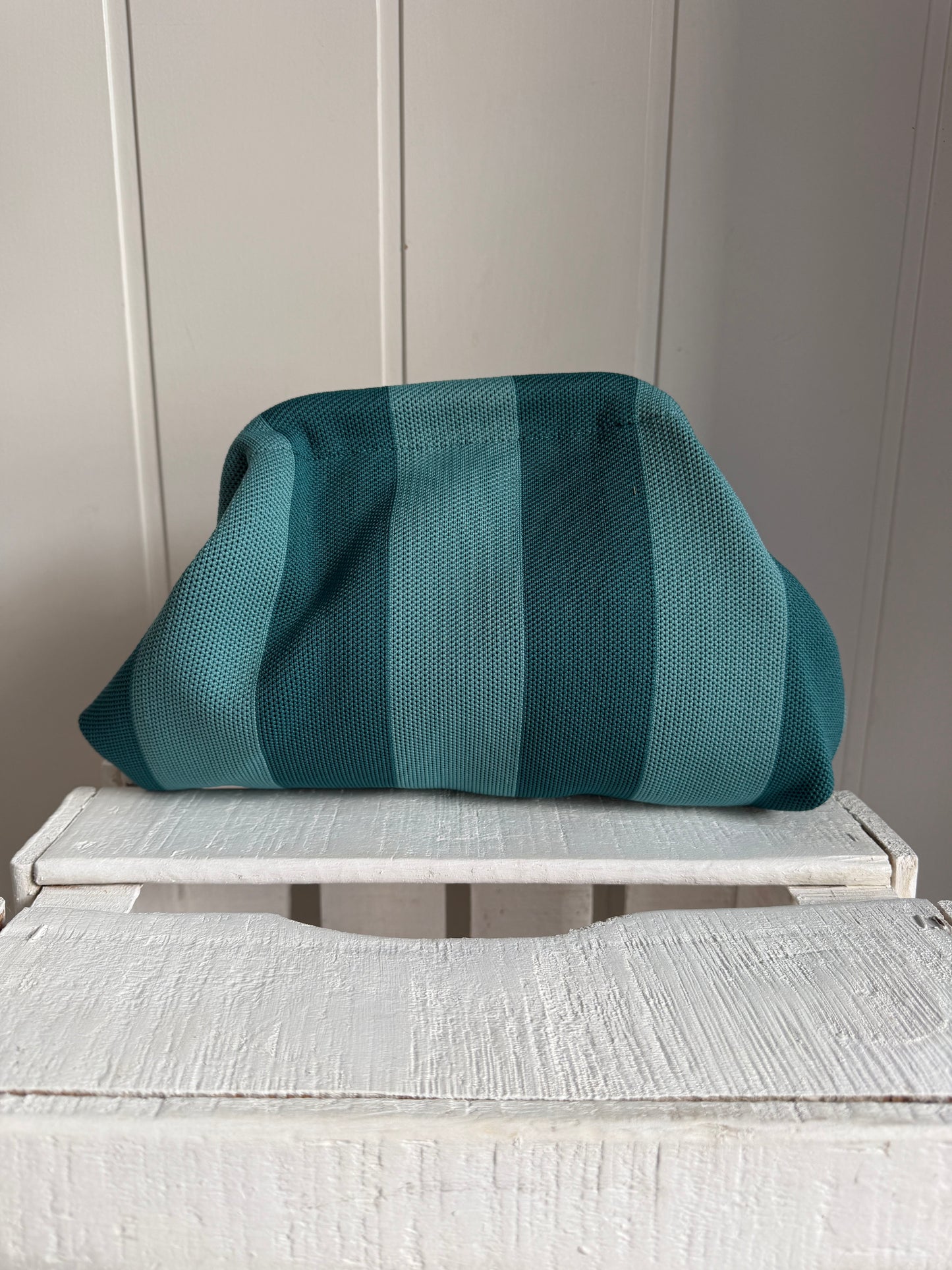 Bolso mano y bandolera Rayas mint y petróleo