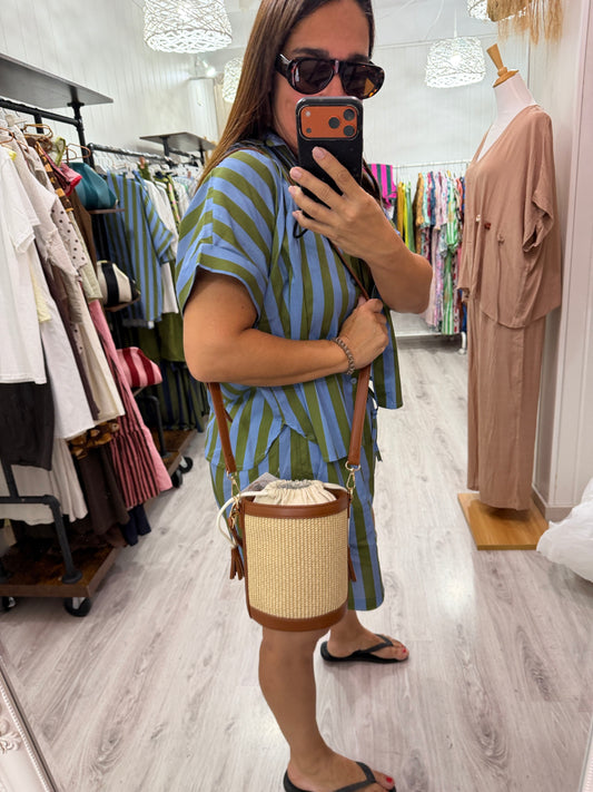 Bolso bombonera natural y ecopiel