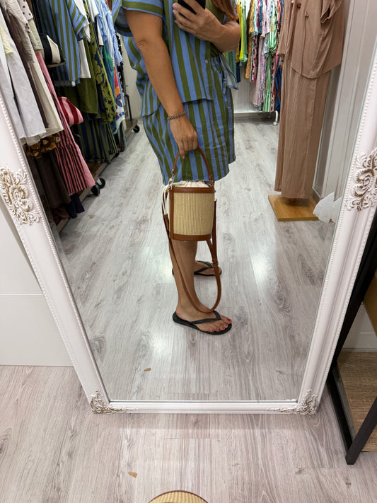 Bolso bombonera natural y ecopiel
