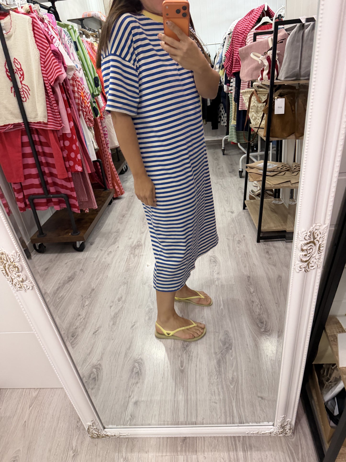 Vestido Funchal rayas azul y amarillo