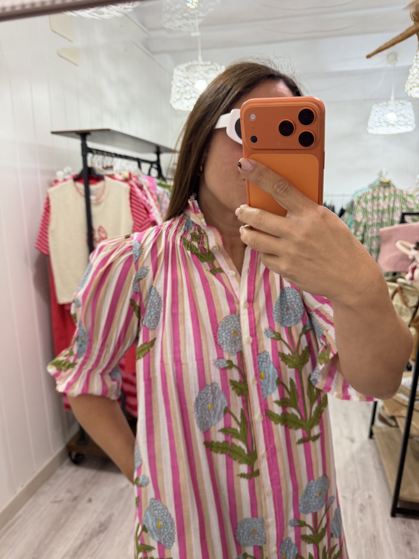 Vestido Sira largo · Fucsia blanco camelias