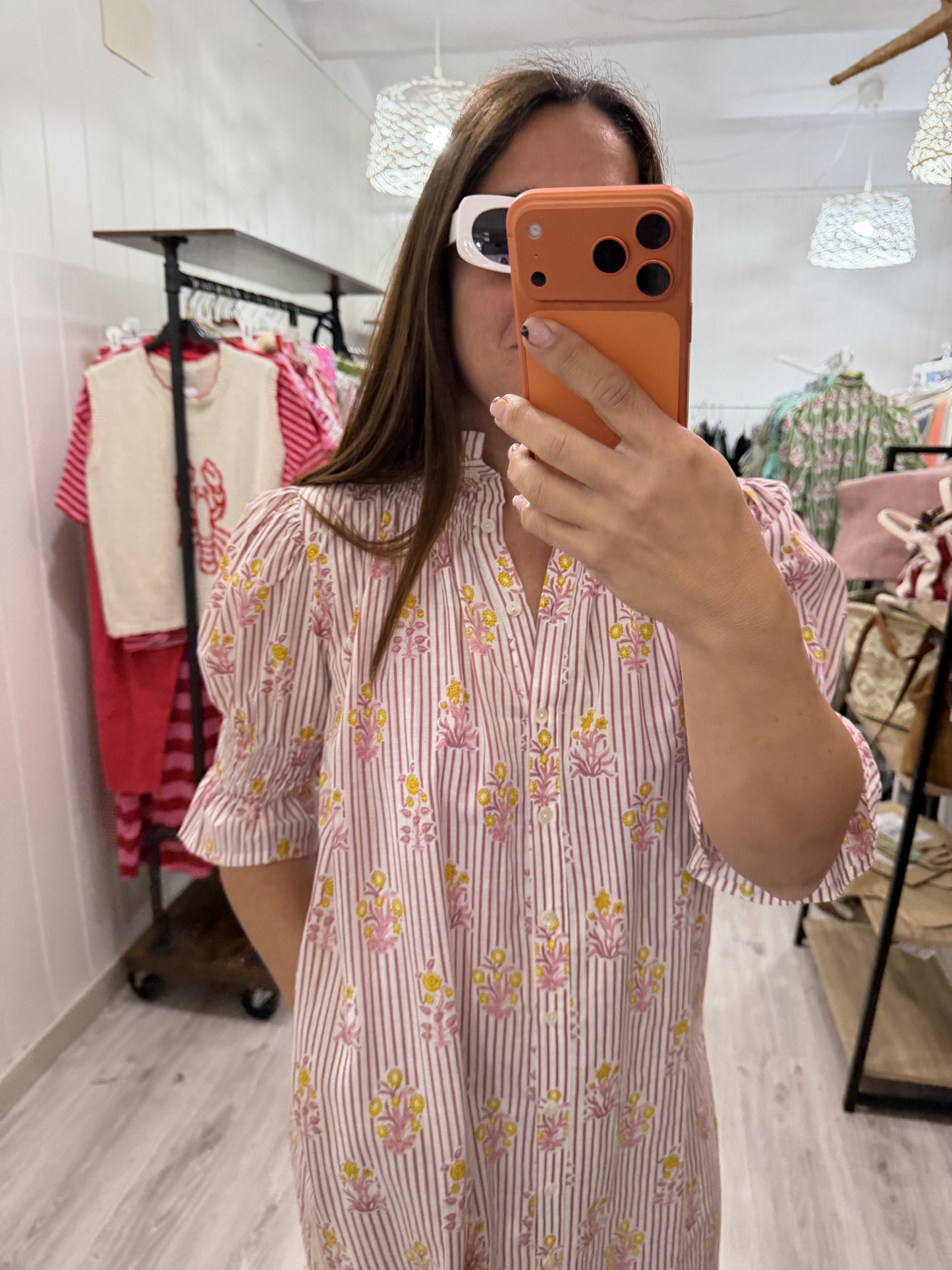 Vestido Sira largo · Milrayas rosa y margaritas