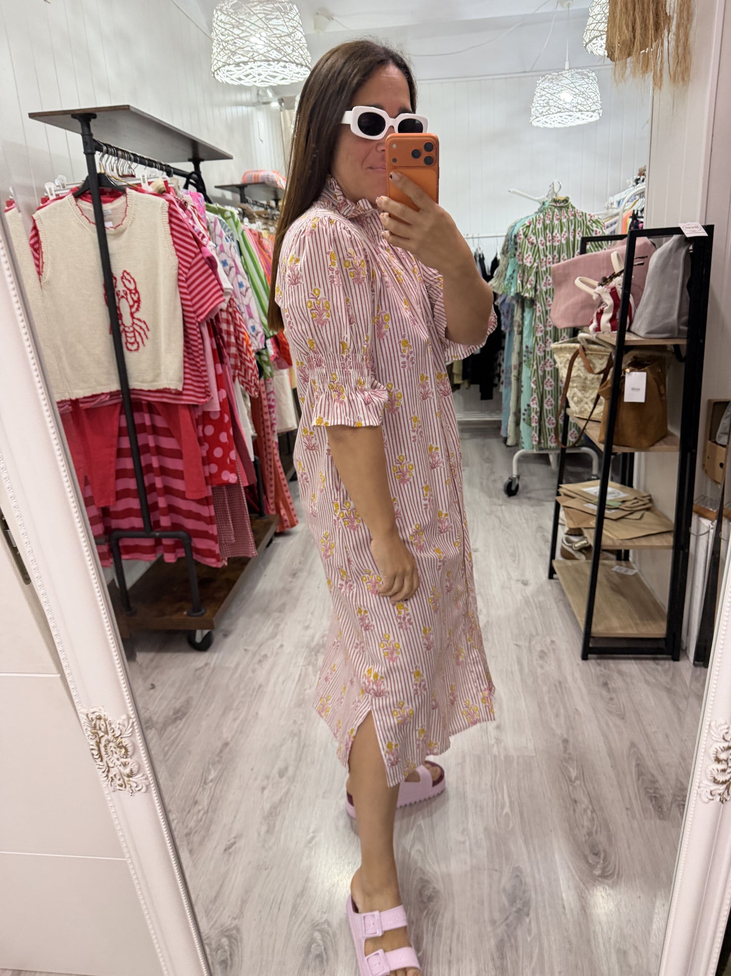 Vestido Sira largo · Milrayas rosa y margaritas