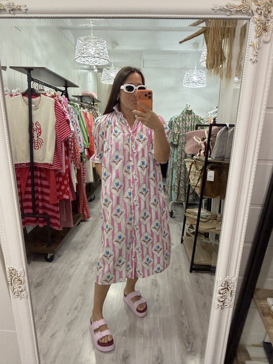 Vestido Sira largo · Rosa nomeolvides