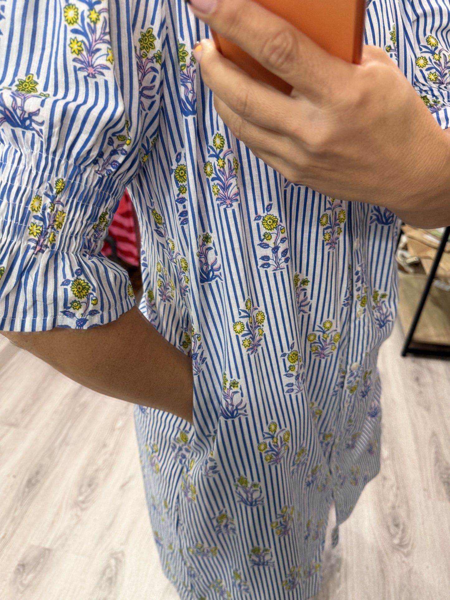 Vestido Sira largo · Milrayas azul y margaritas