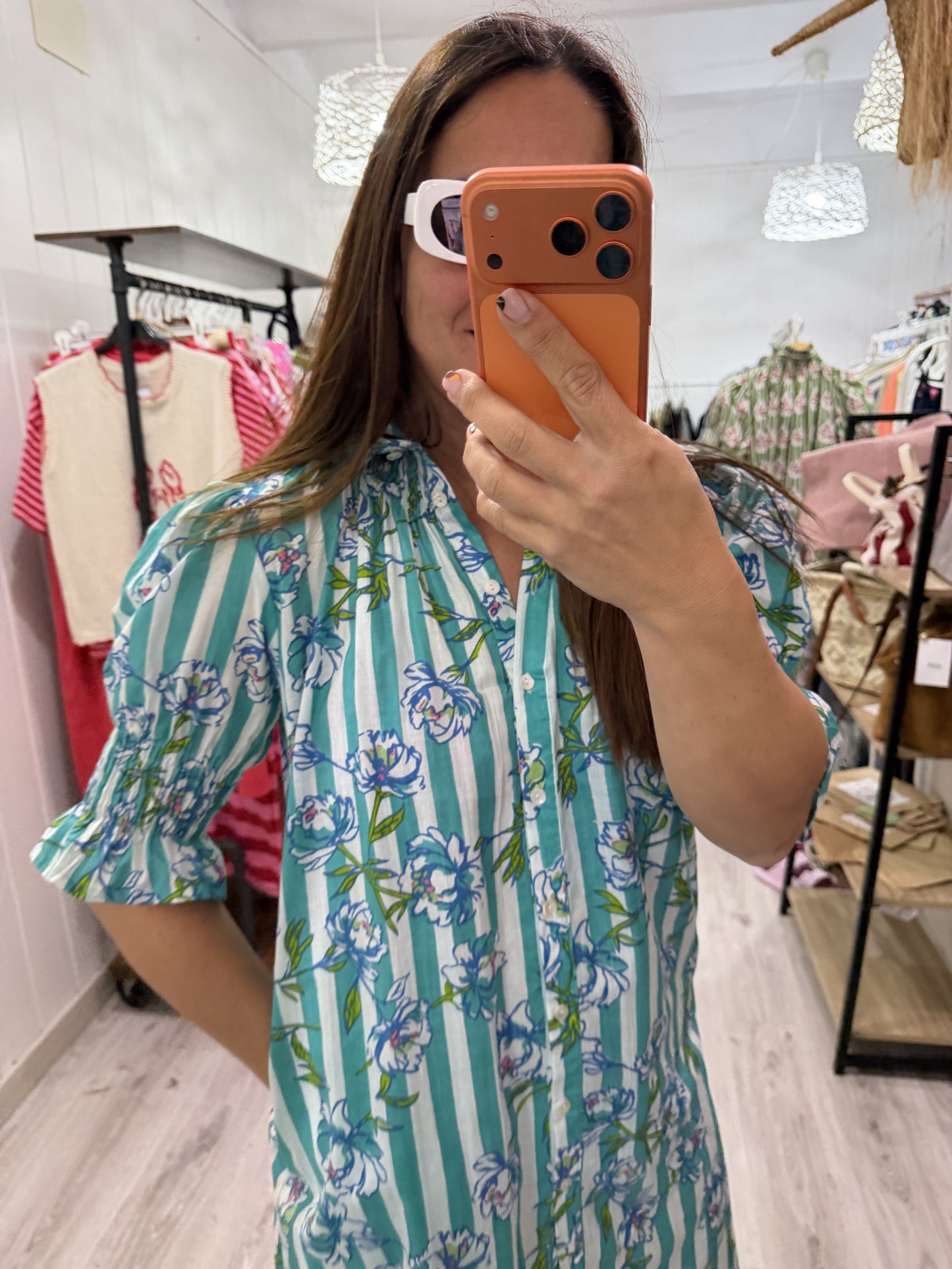 Vestido Sira largo · Turquesa peonías