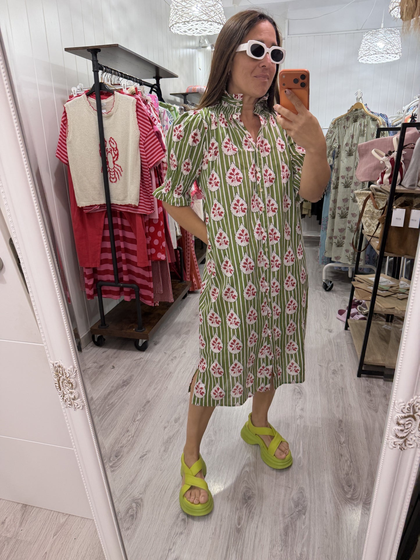 Vestido Sira largo · Verde buganvilla