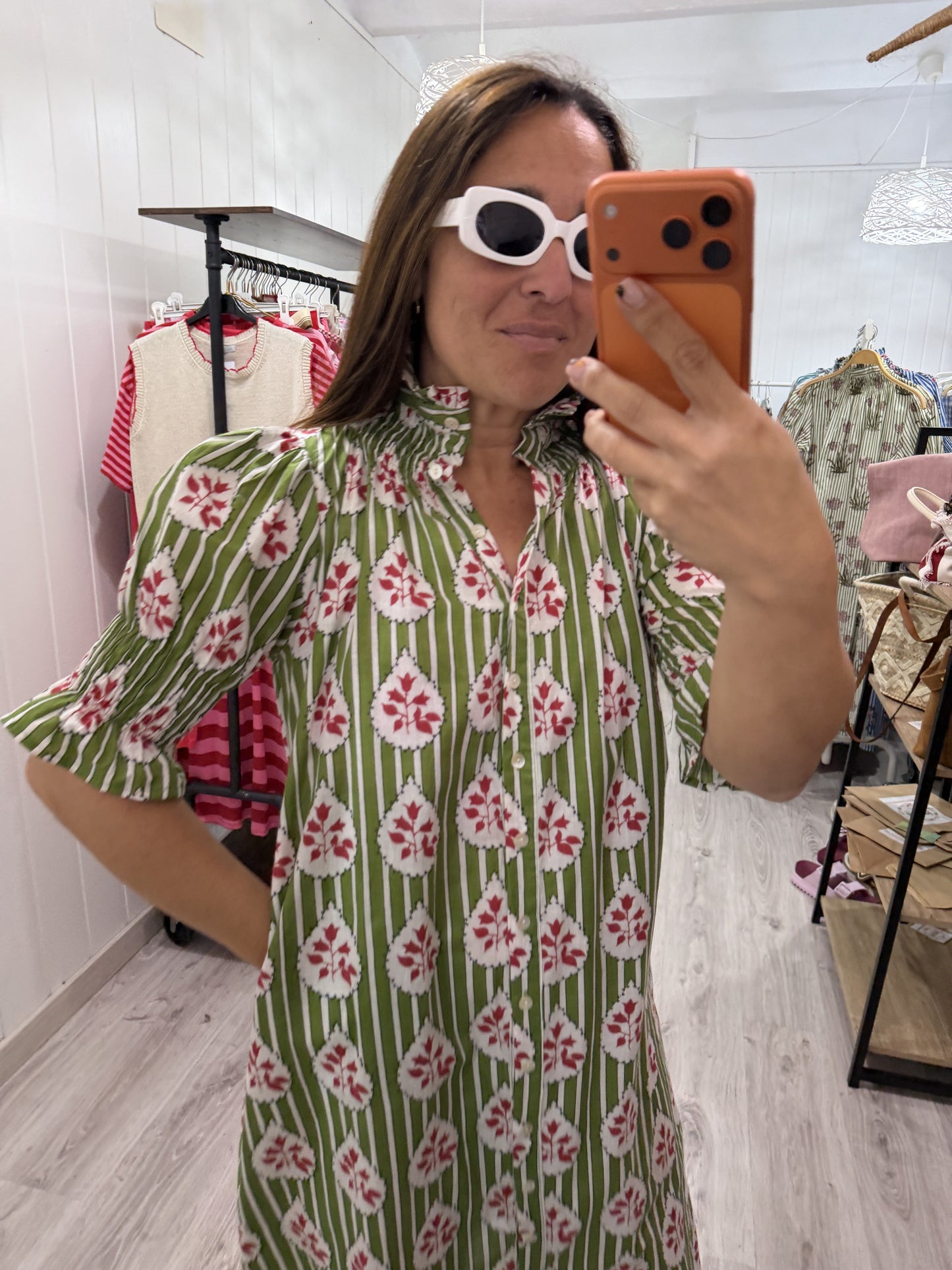Vestido Sira largo · Verde buganvilla