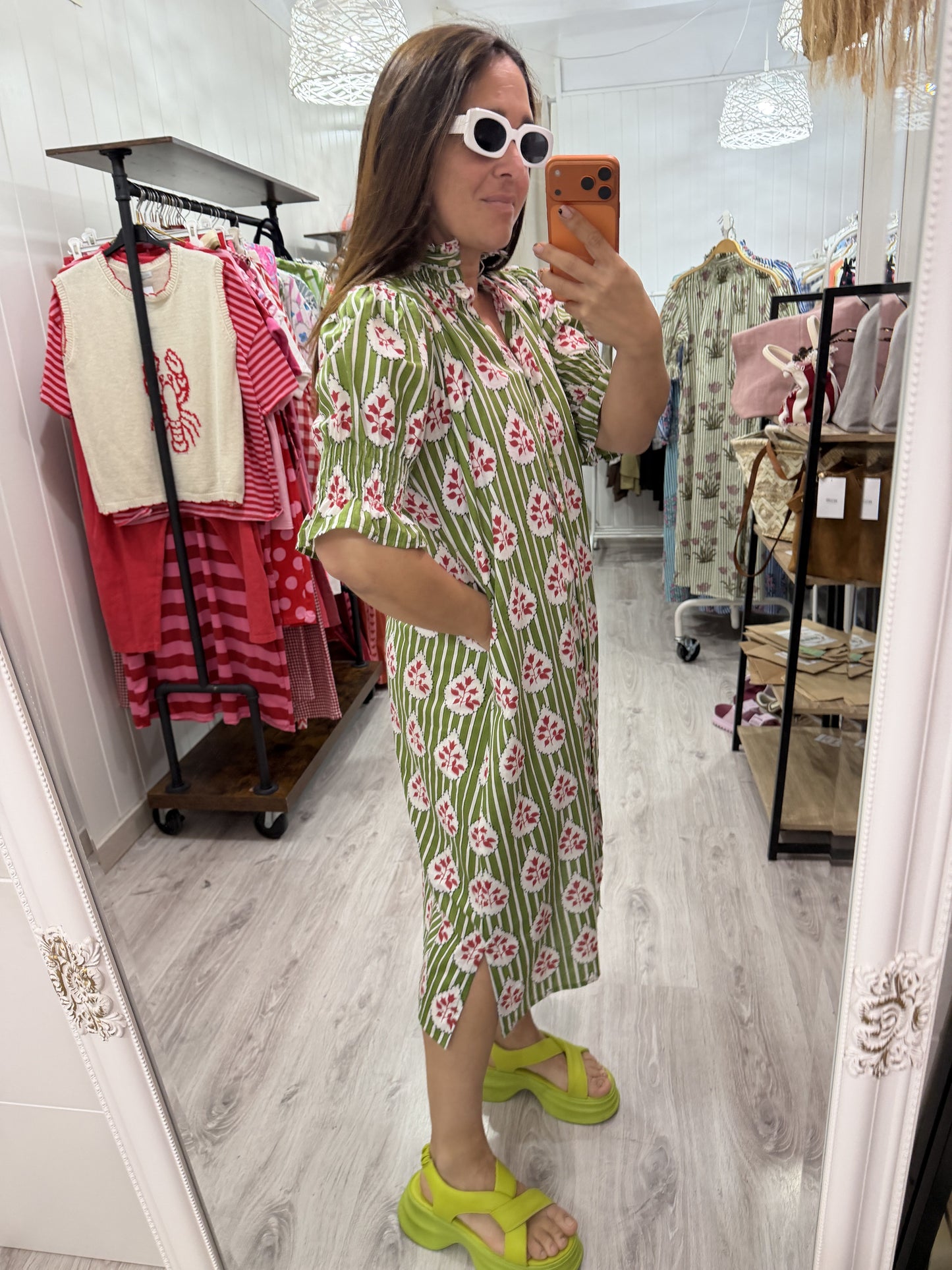 Vestido Sira largo · Verde buganvilla