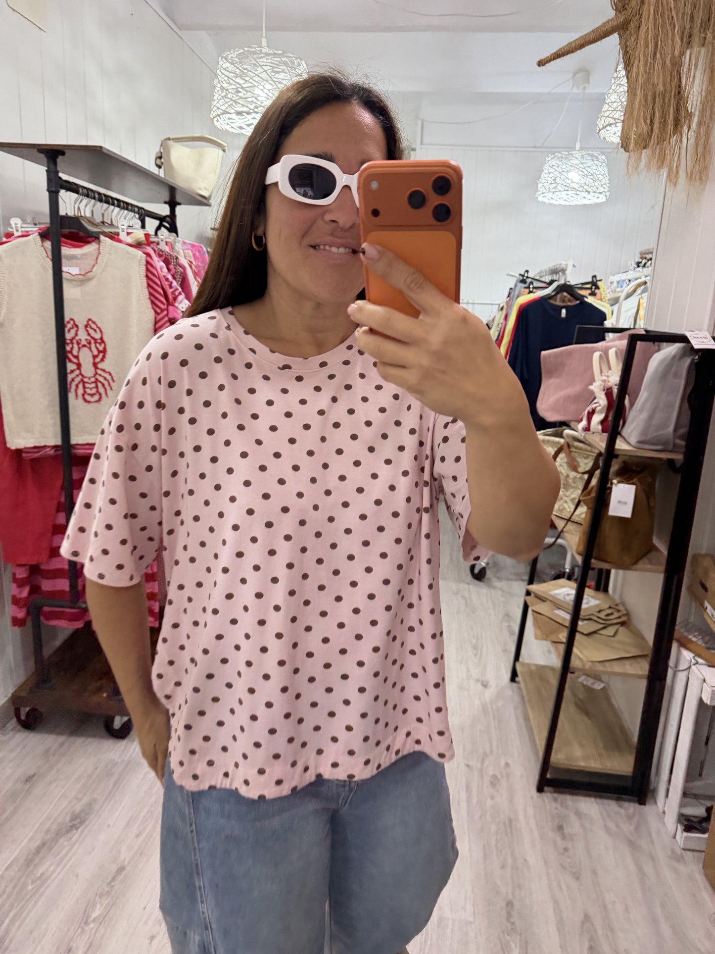Camiseta Topos rosa