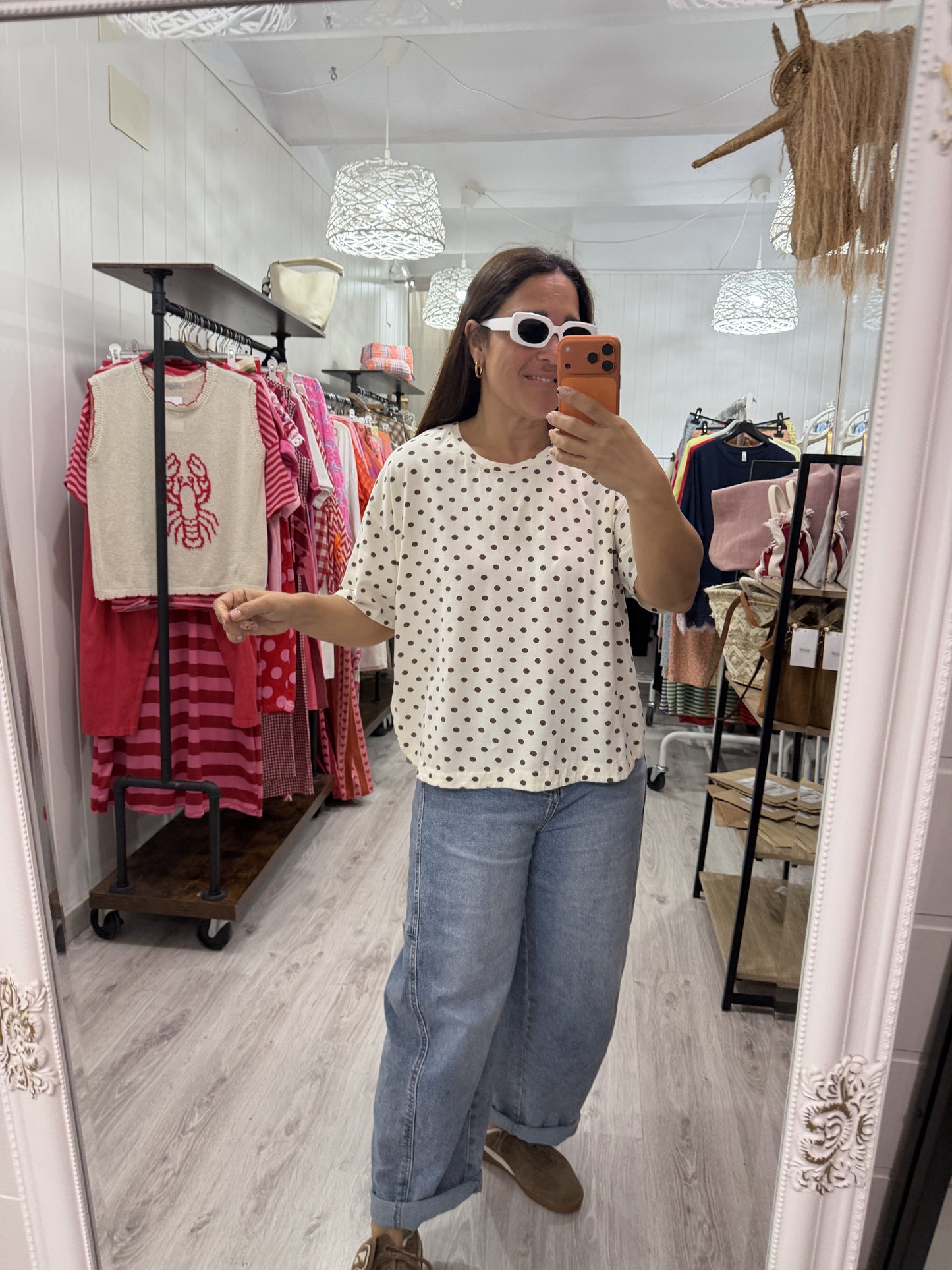Camiseta Topos beige