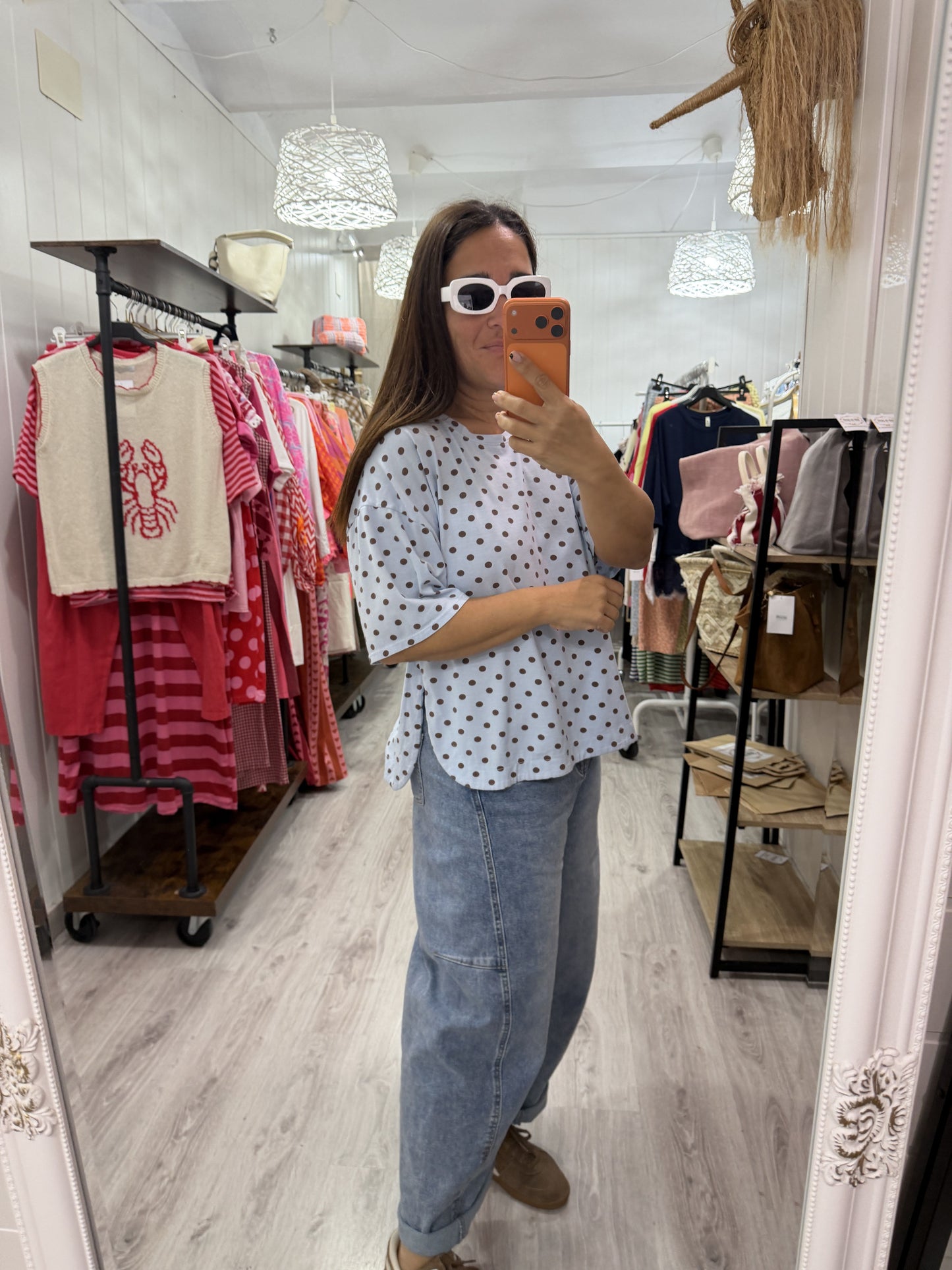 Camiseta Topos azul cielo