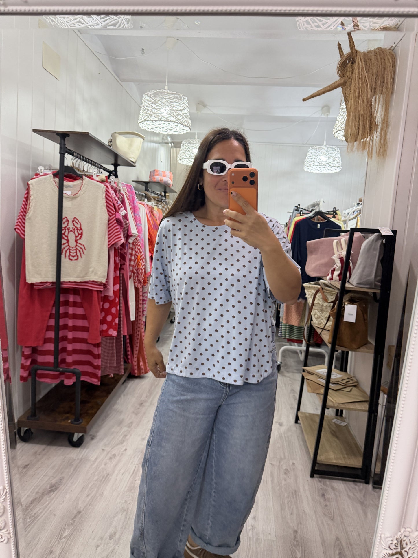 Camiseta Topos azul cielo