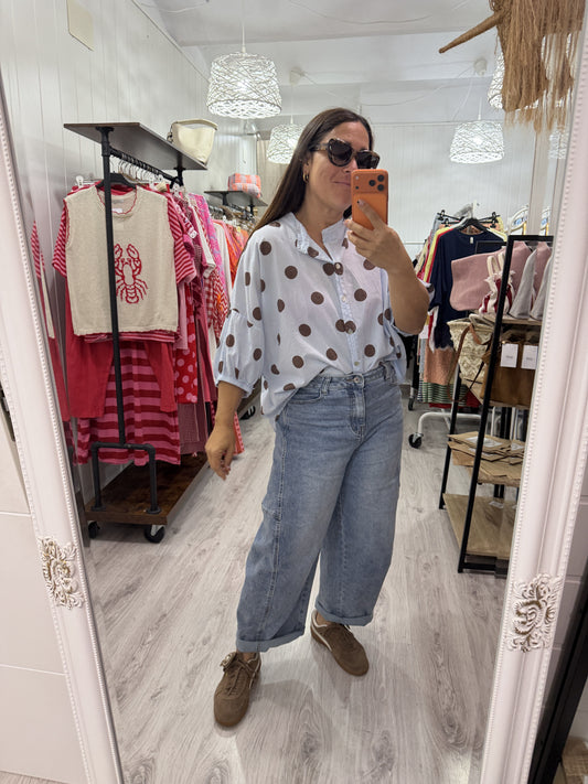 Blusa Marisa topos cielo