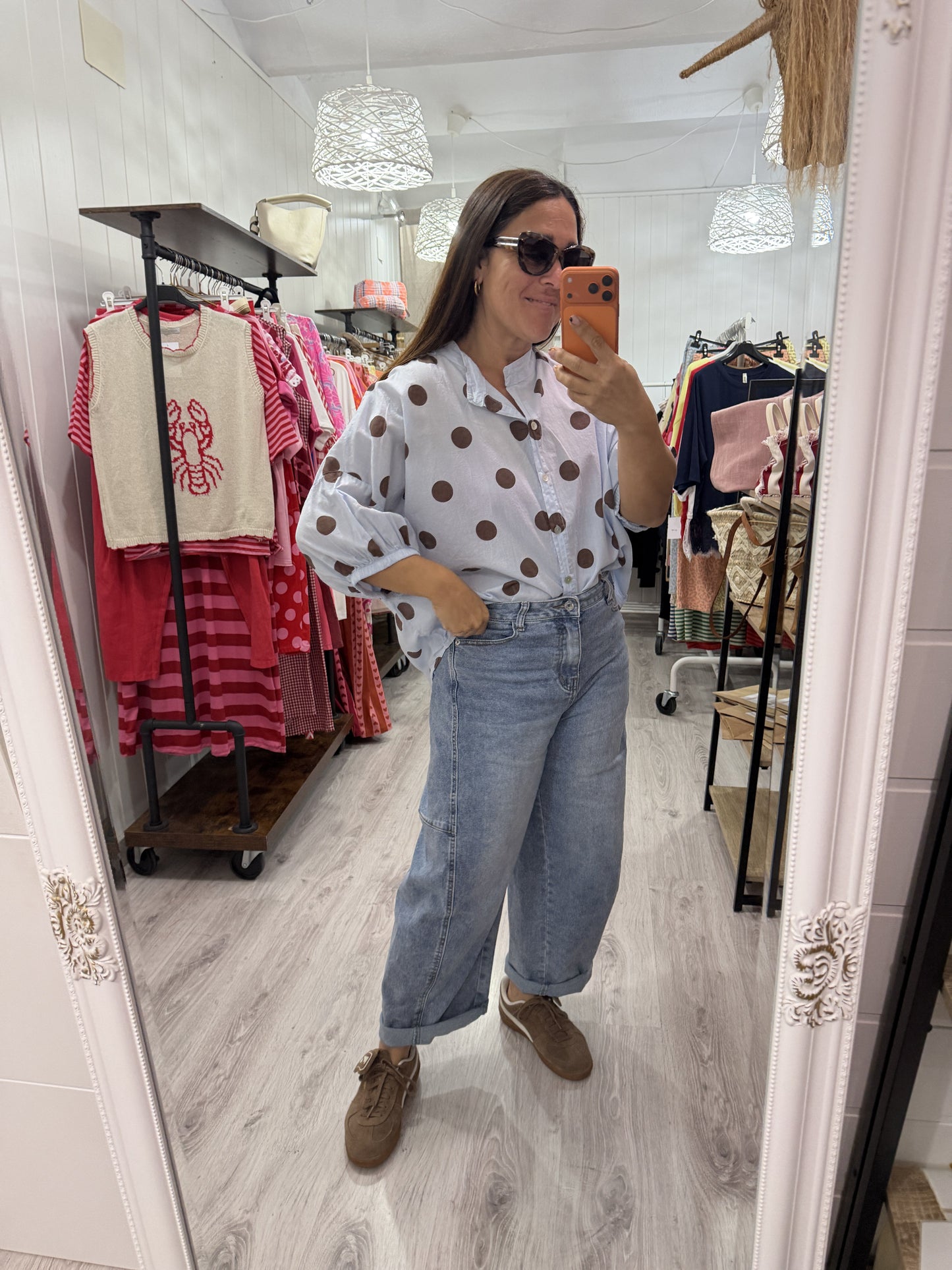 Blusa Marisa topos cielo