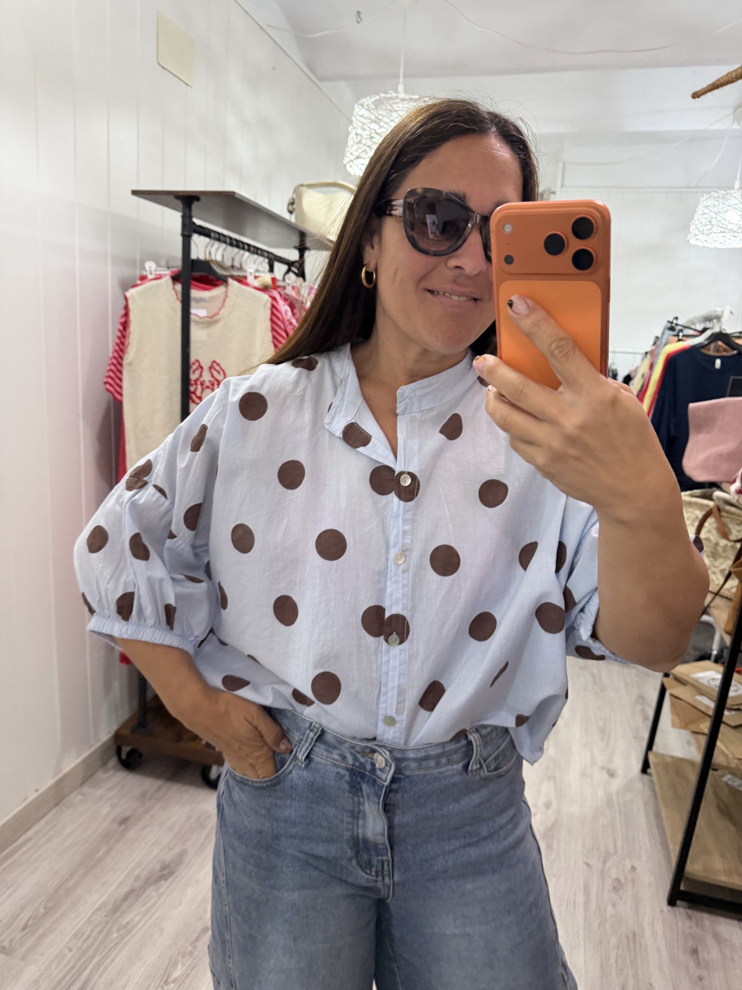 Blusa Marisa topos cielo