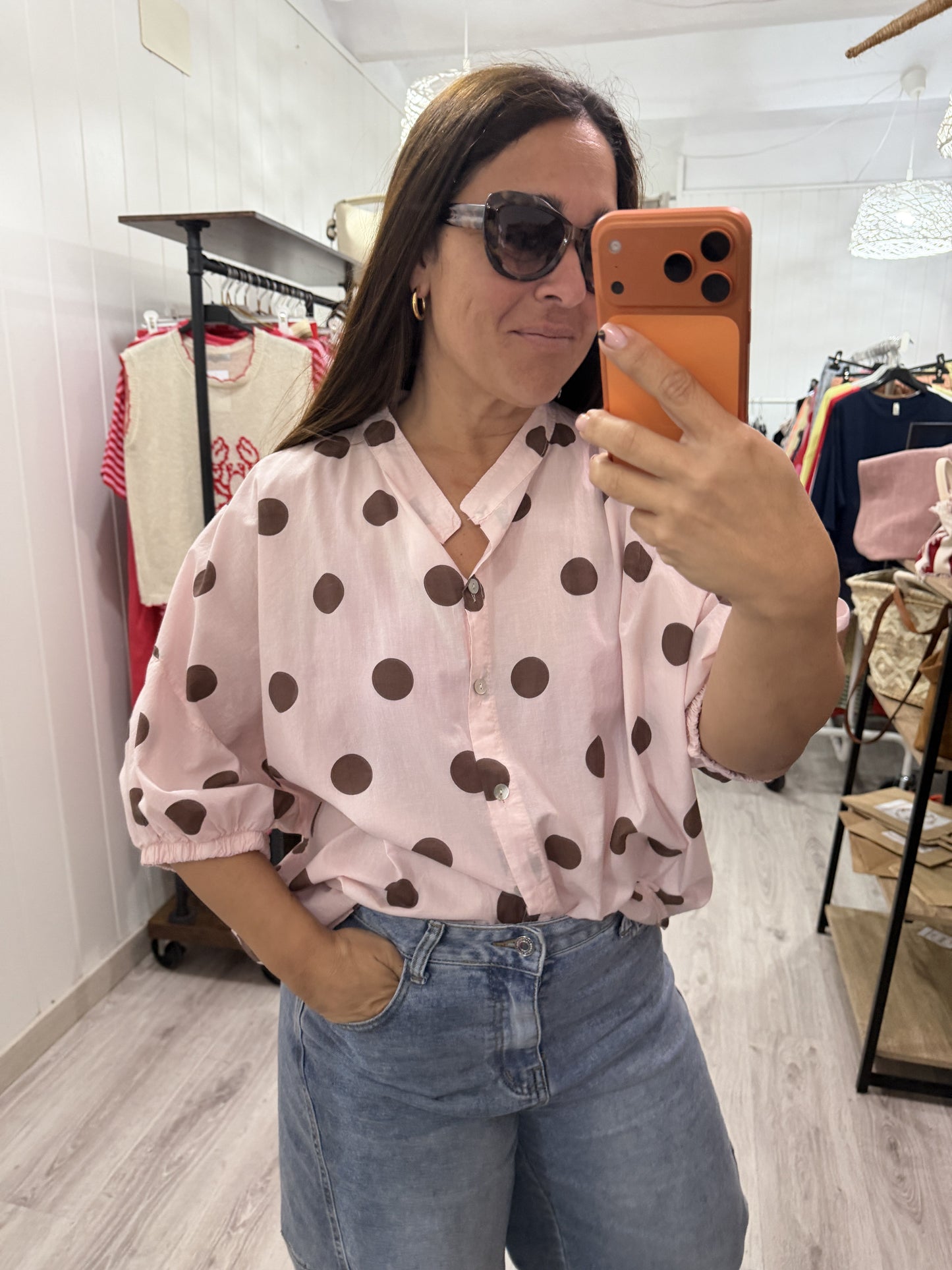 Blusa Marisa topos rosa