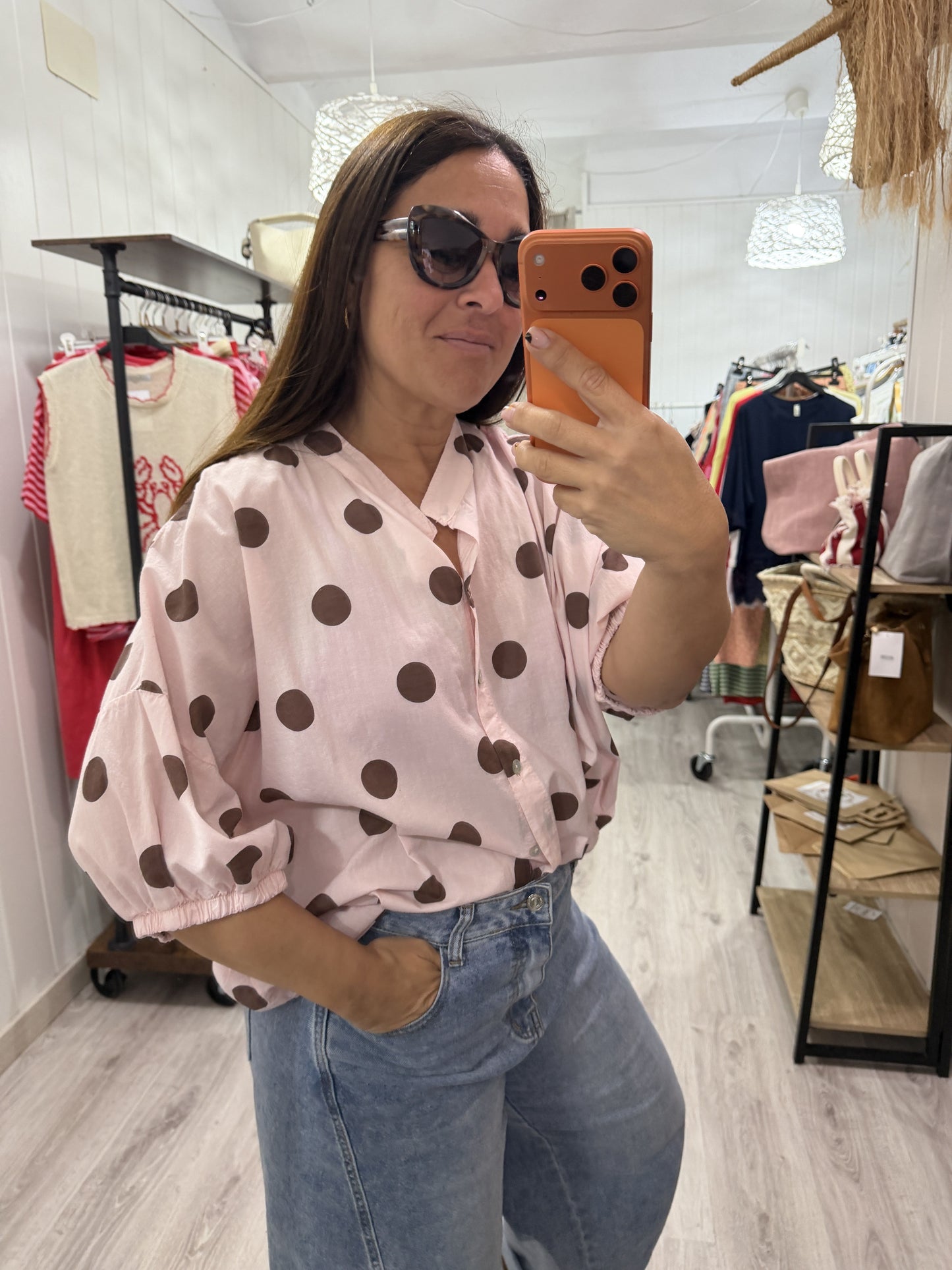 Blusa Marisa topos rosa