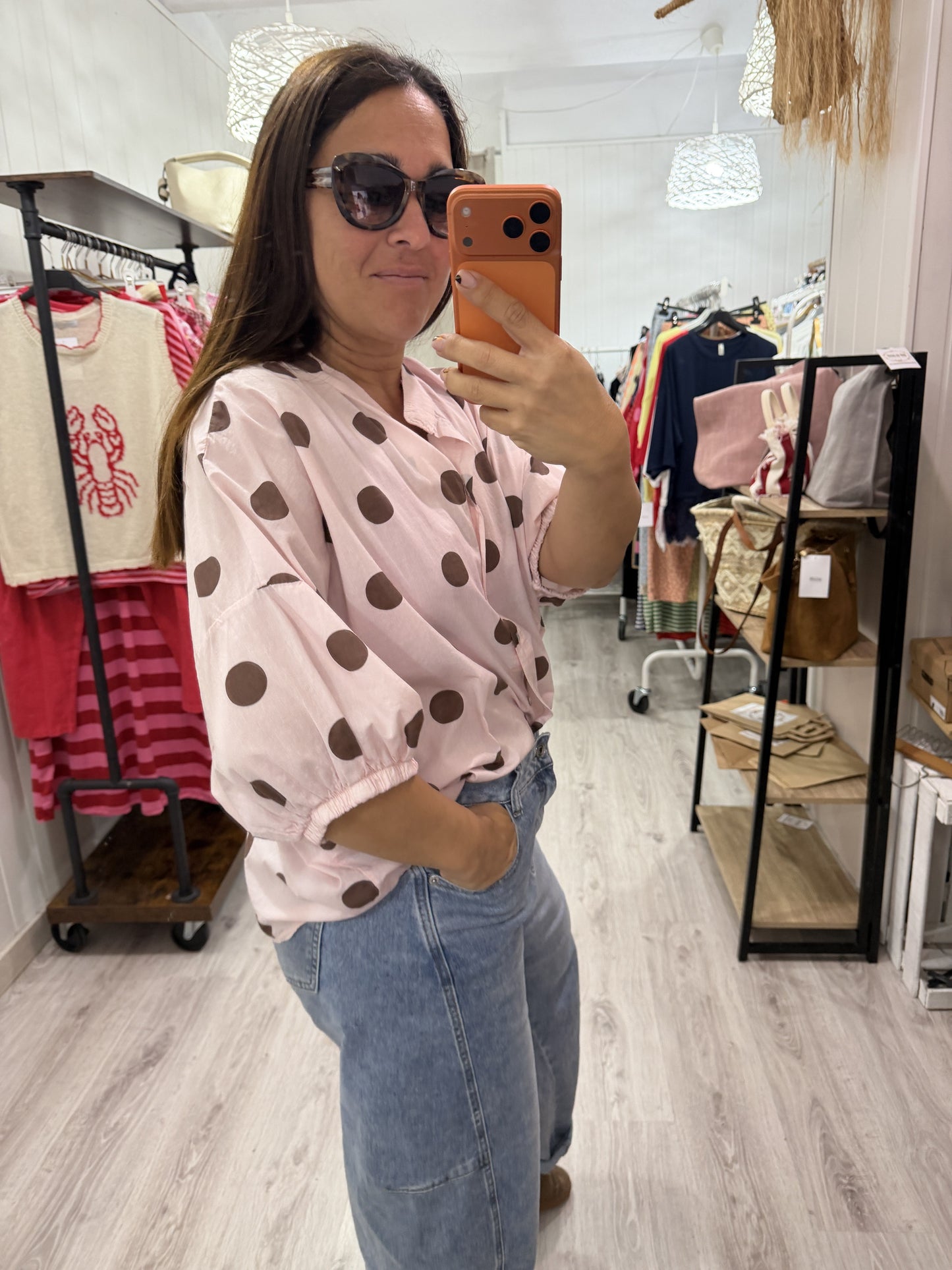 Blusa Marisa topos rosa