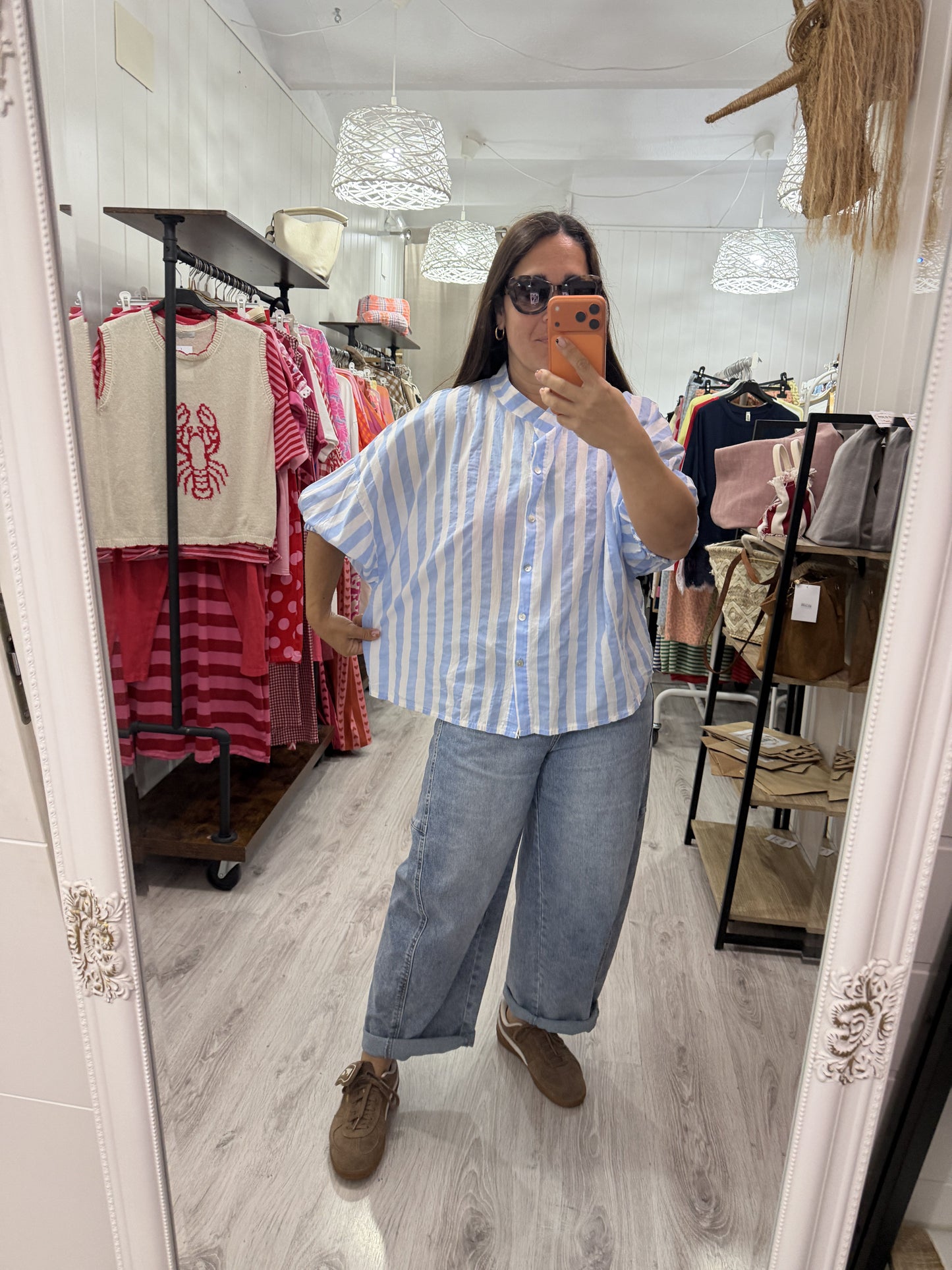 Blusa Marisa rayas cielo y blanco