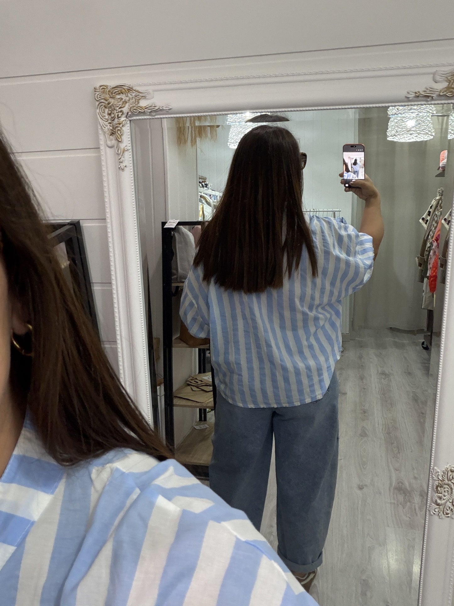Blusa Marisa rayas cielo y blanco