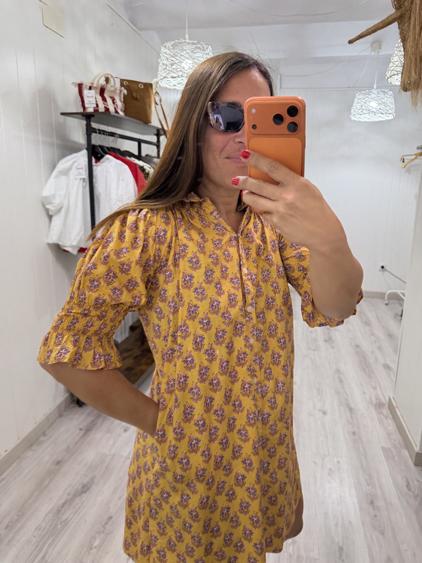 Vestido Sira corto · mostaza