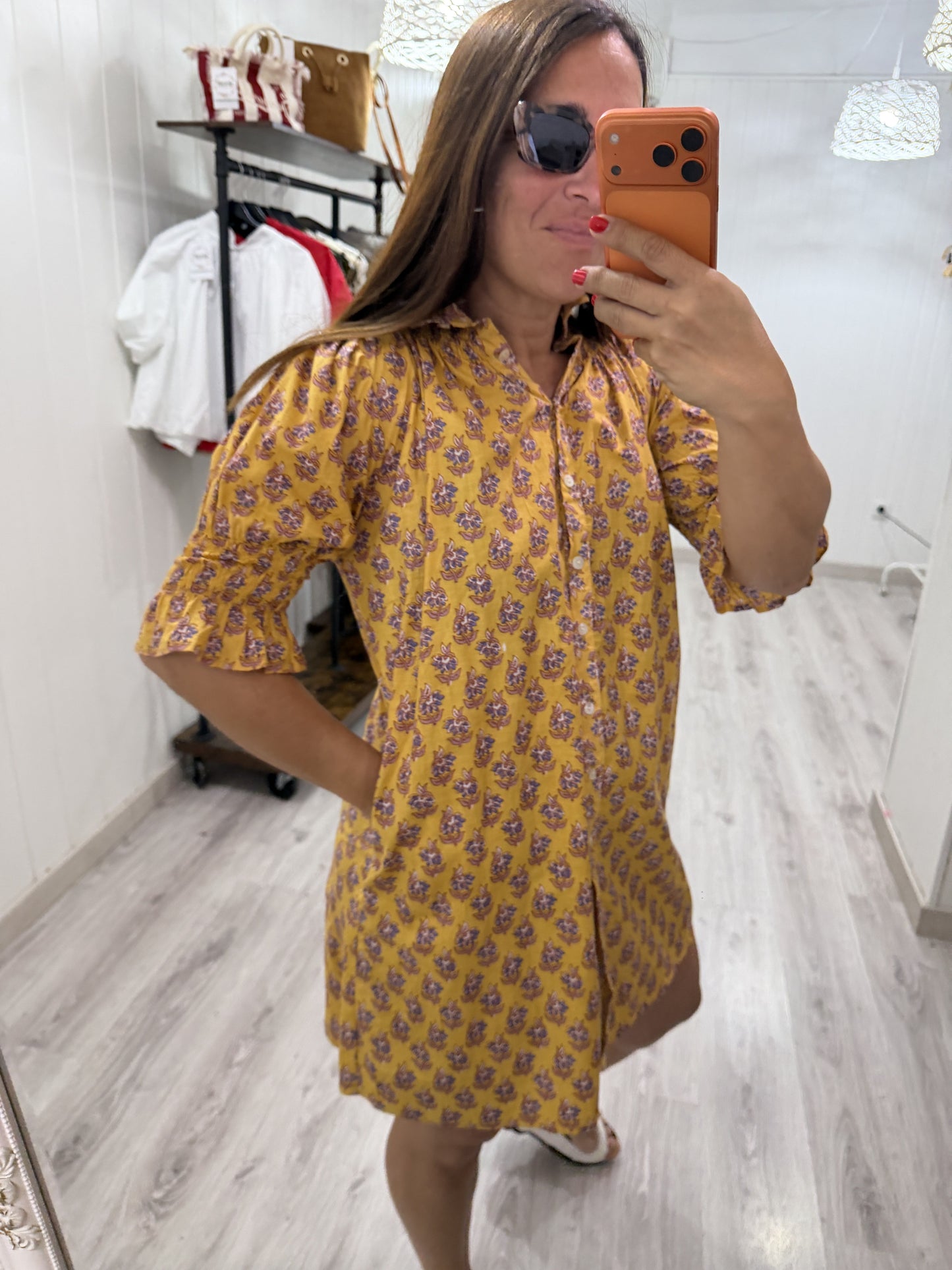 Vestido Sira corto · mostaza