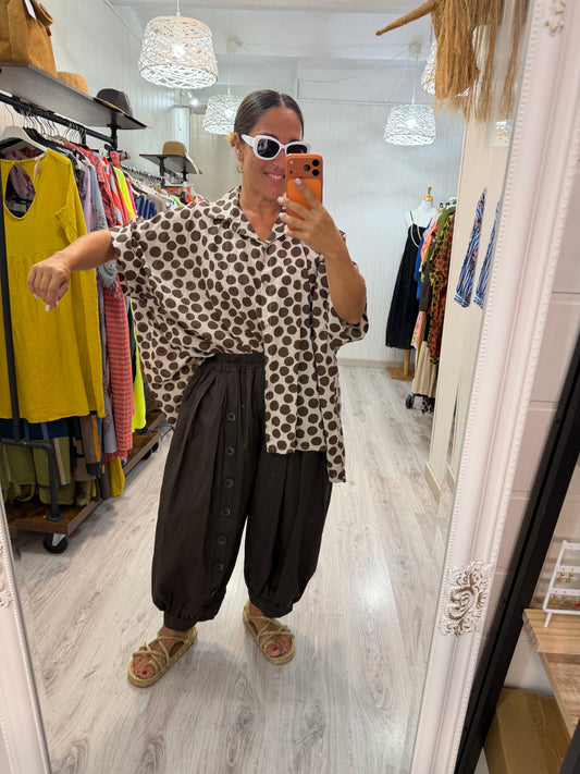 Blusón Lola oversize topos beige