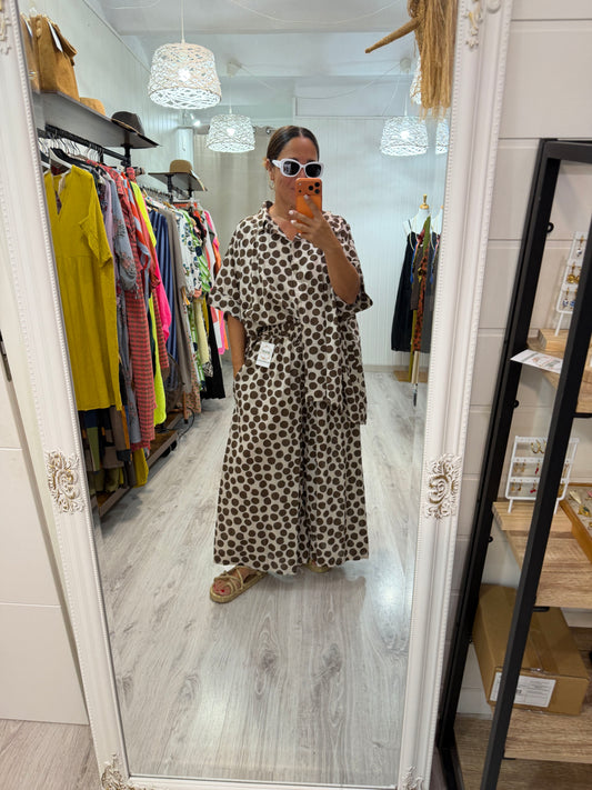 Pantalón Lola topos oversize beige