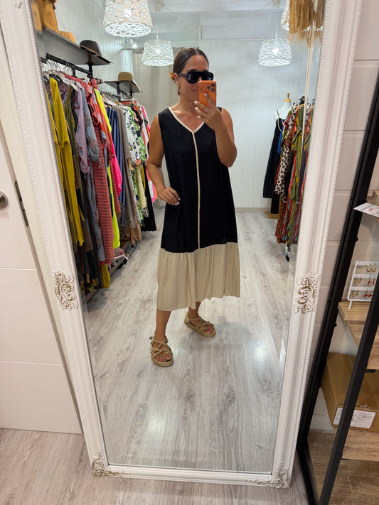 Vestido Ana negro y marfil