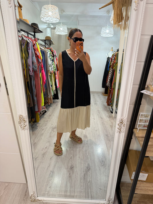 Vestido Ana negro y marfil