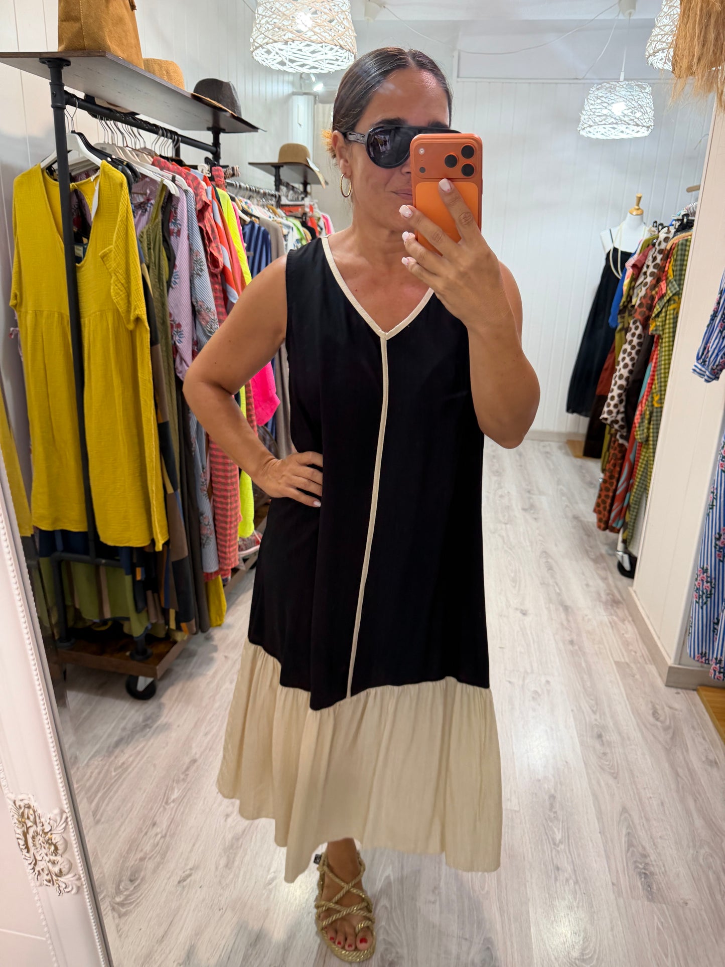 Vestido Ana negro y marfil