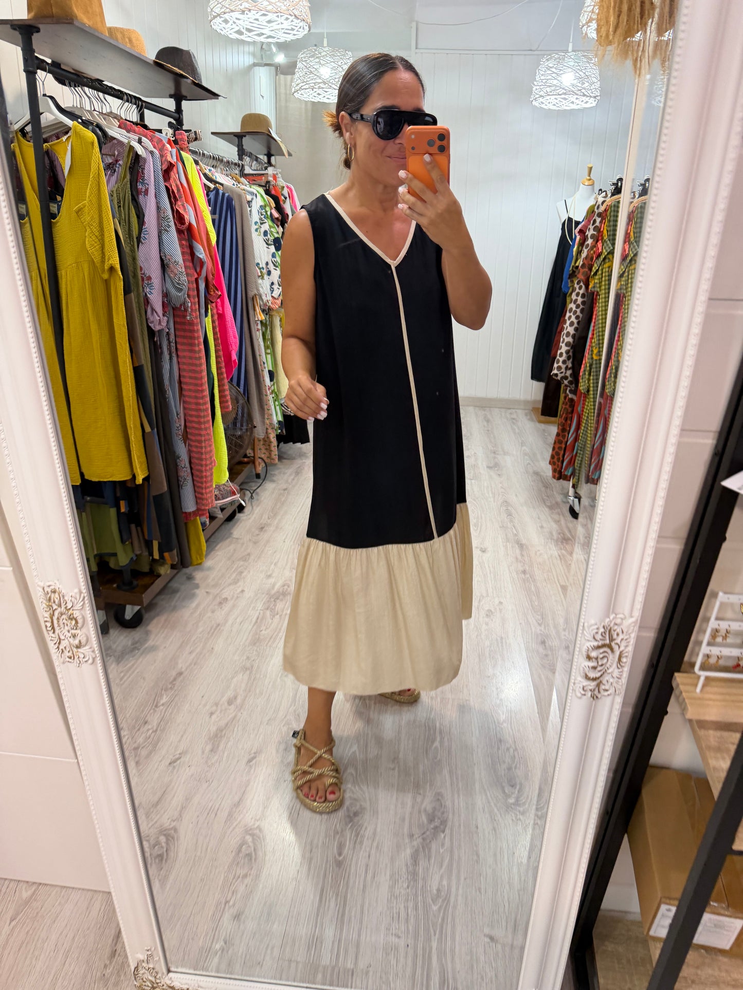 Vestido Ana negro y marfil