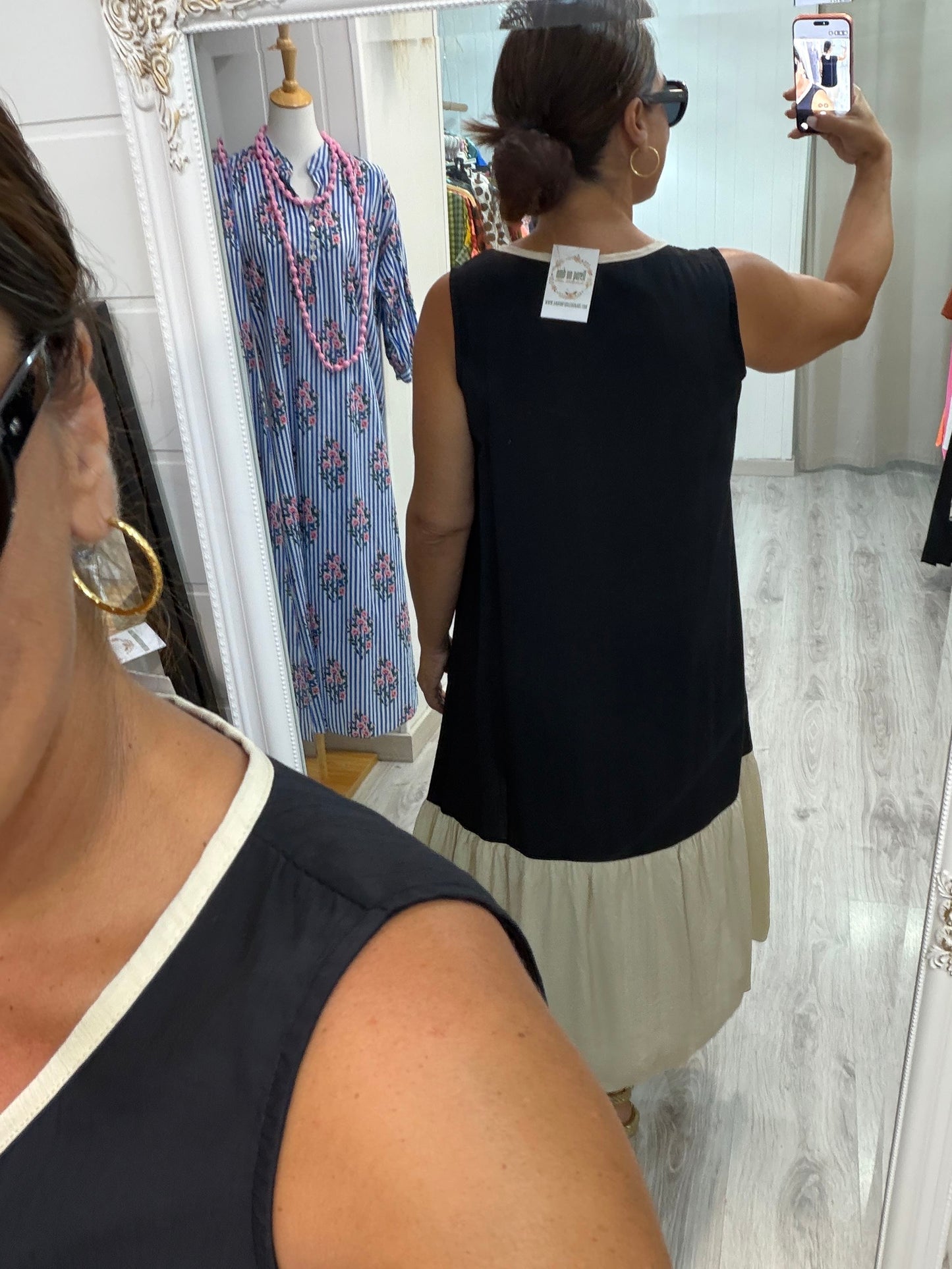 Vestido Ana negro y marfil
