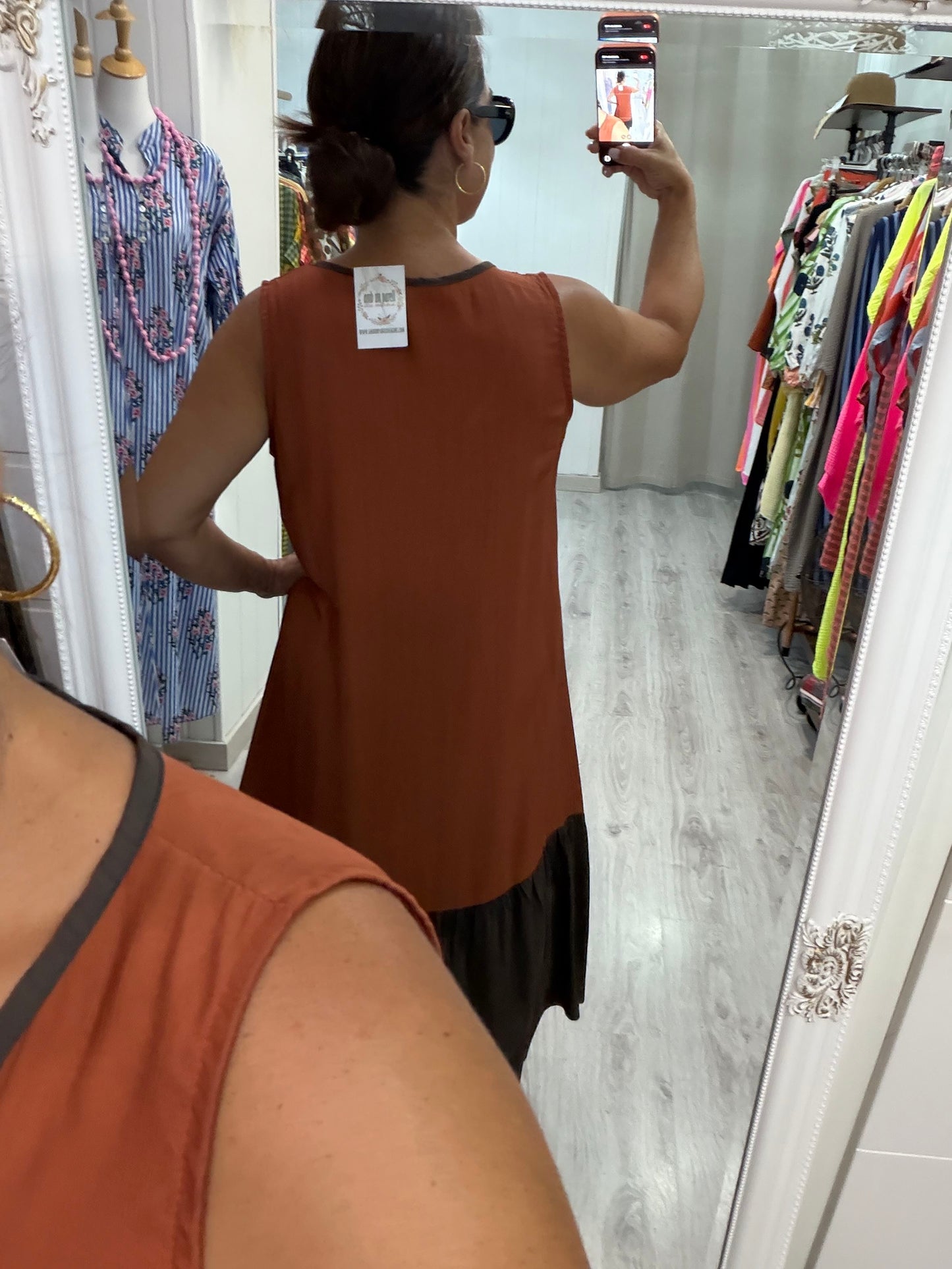 Vestido Ana caldera y chocolate