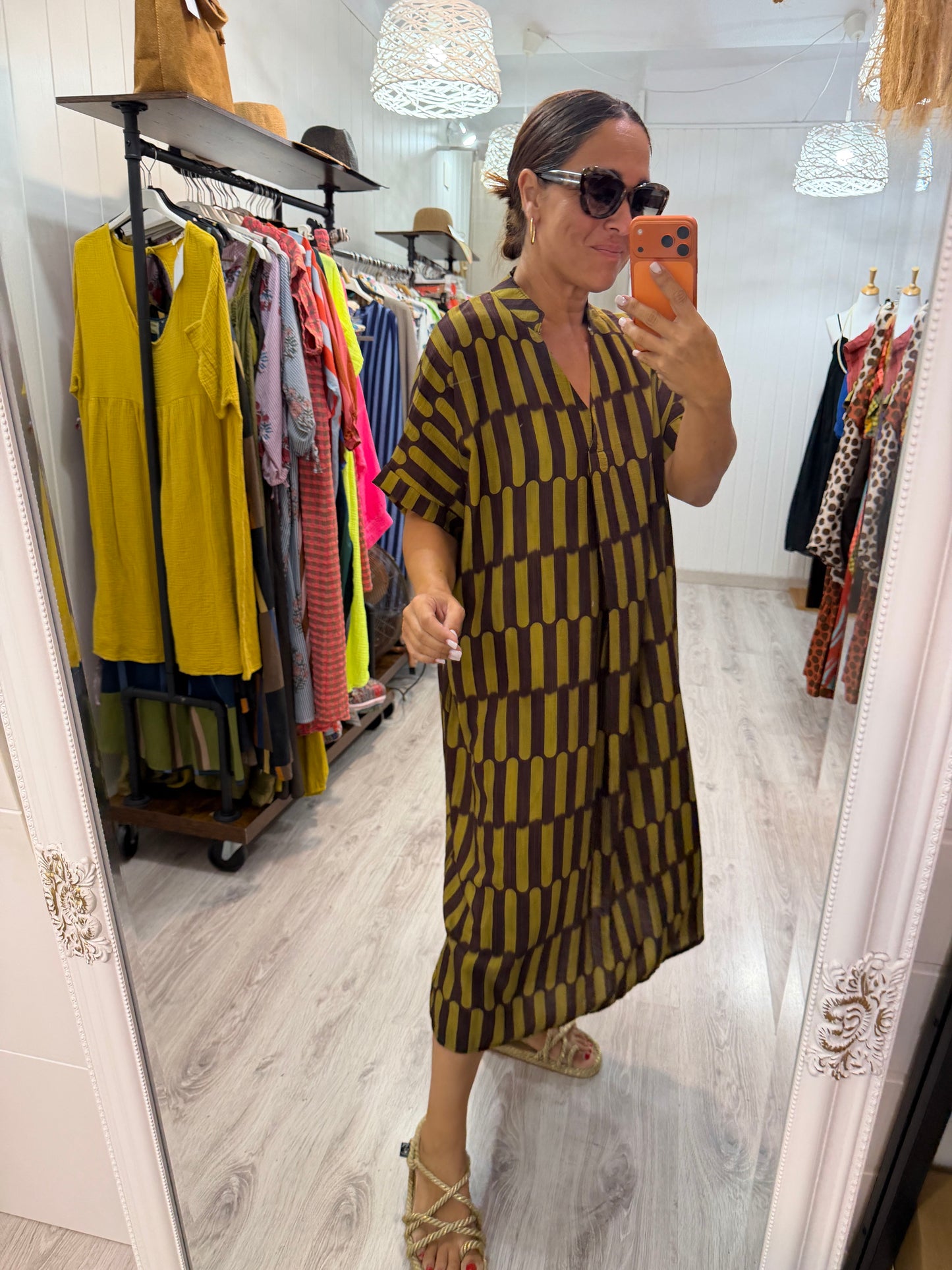 Kaftan Telma pistacho y chocolate