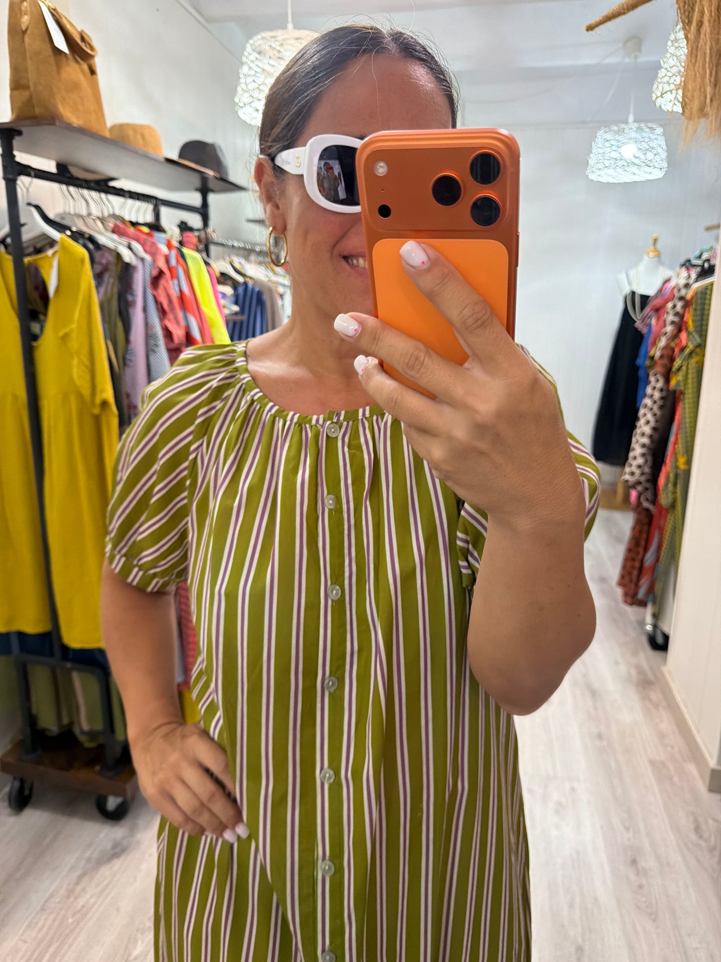Vestido Laredo oliva y lila
