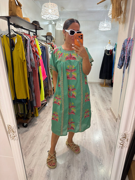 Vestido Mexicano Tijuana midi mint 1