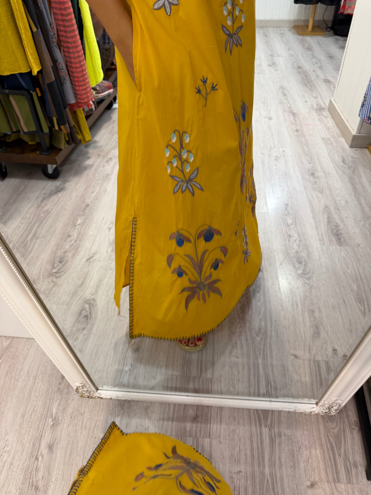 Vestido Mexicano Tijuana largo mostaza 1