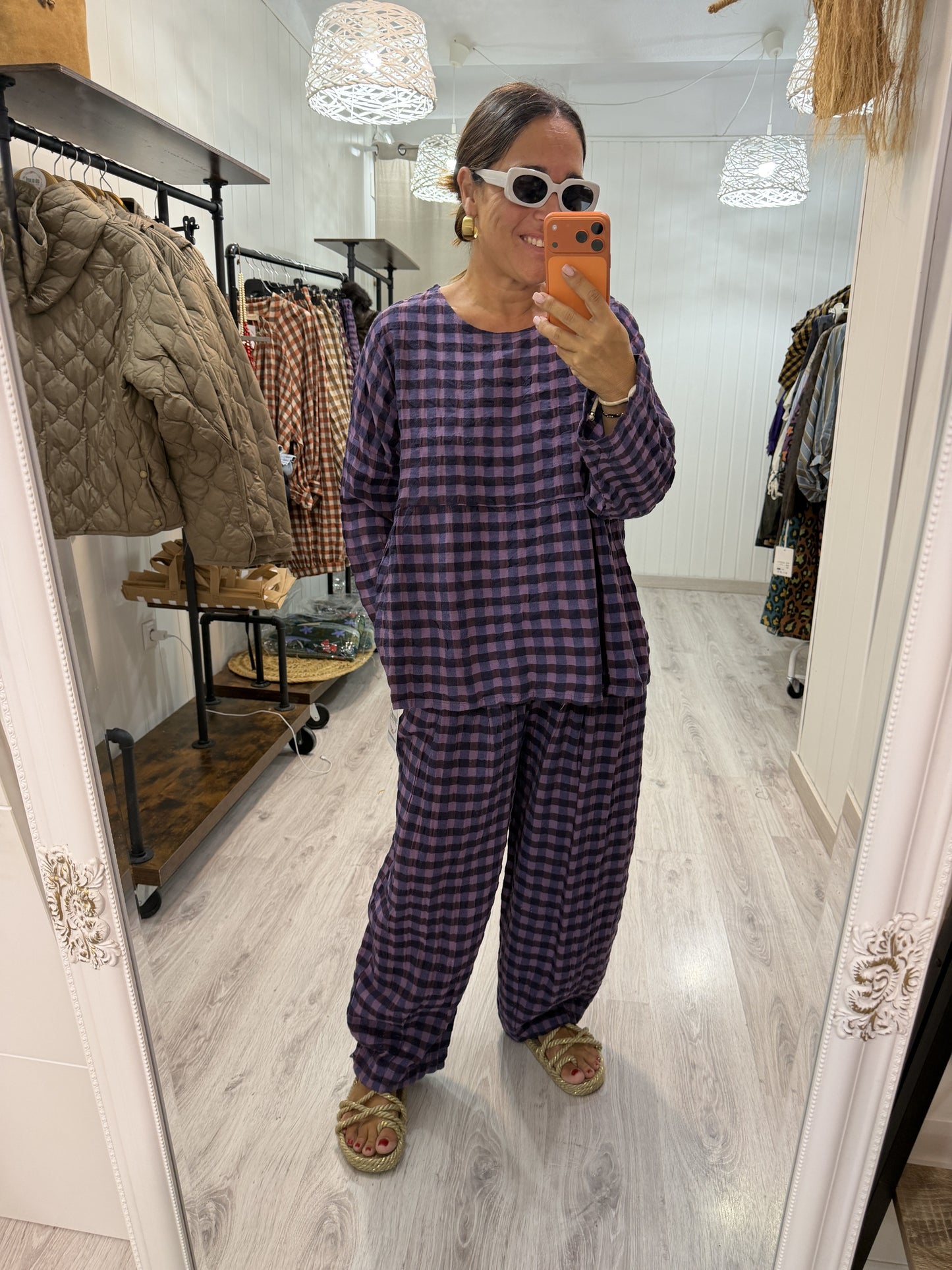 Blusa Vichy Obsession lila y berenjena