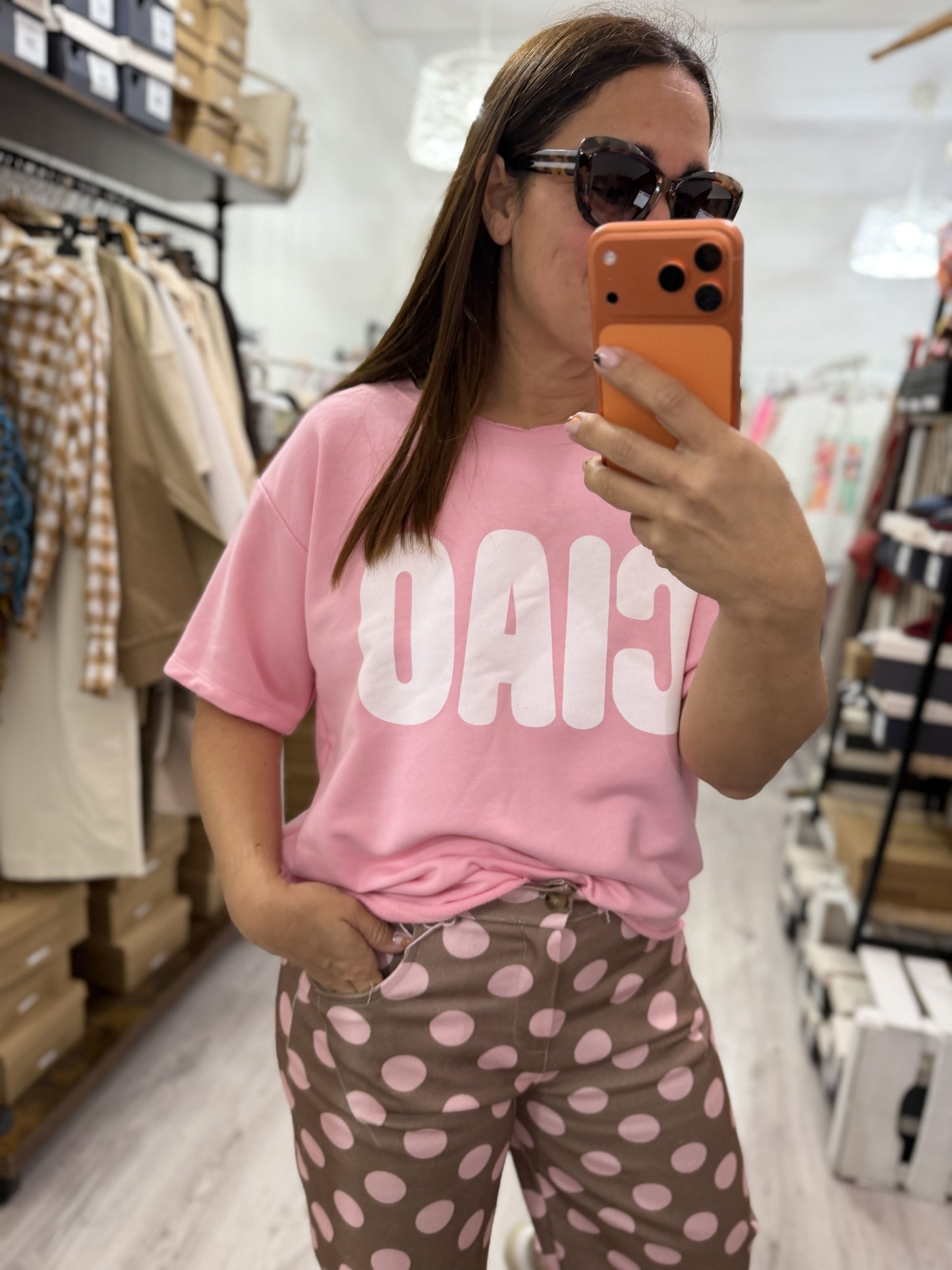 Sudadera Ciao manga corta rosa