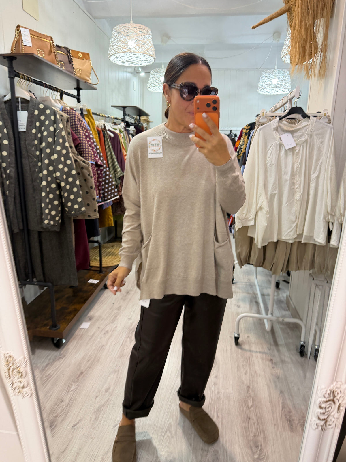 Jersei Pockets oversize beige